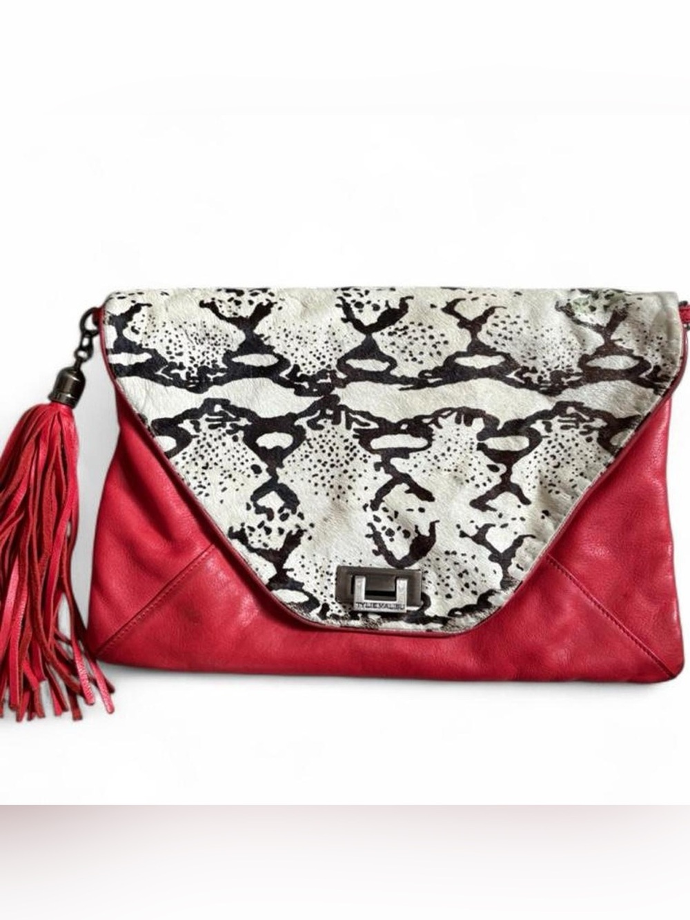 Y2K vintage Tylie Malibu bag pony hair & leather oversized envelope clutch